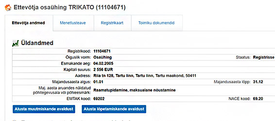 Ettevõtte firma aadressi muutmine, teine samm. Teine samm: alusta muutmiskande avaldusega.